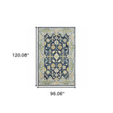 8' X 10' Navy And Blue Bohemian Rug - Homeroots