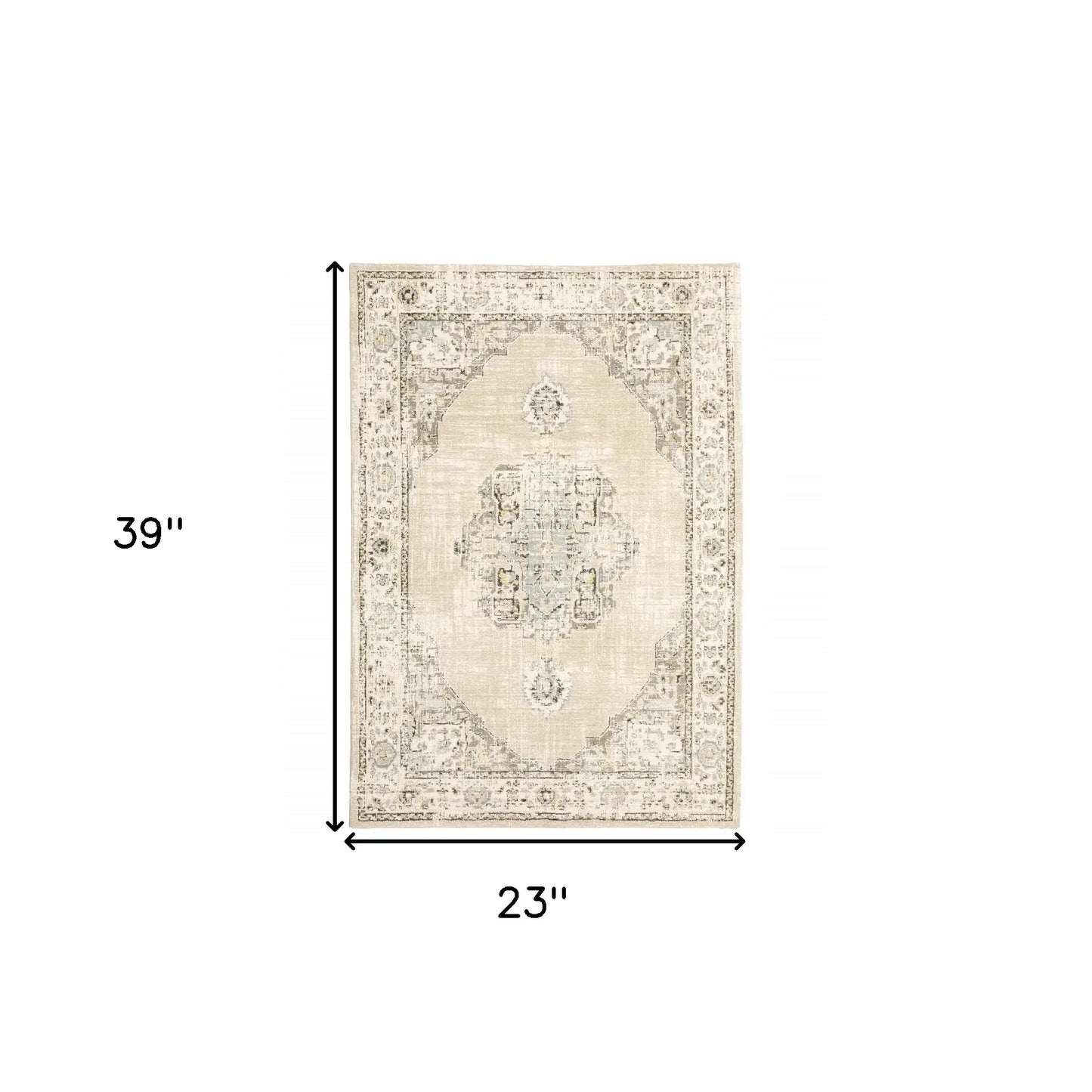 2' X 3' Beige and Ivory Power Loom Area Rug - Homeroots - Flyclothing LLC