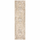 2' X 8' Beige And Ivory Center Jewel Runner Rug - Homeroots