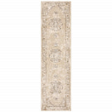 2' X 8' Beige And Ivory Center Jewel Runner Rug - Homeroots
