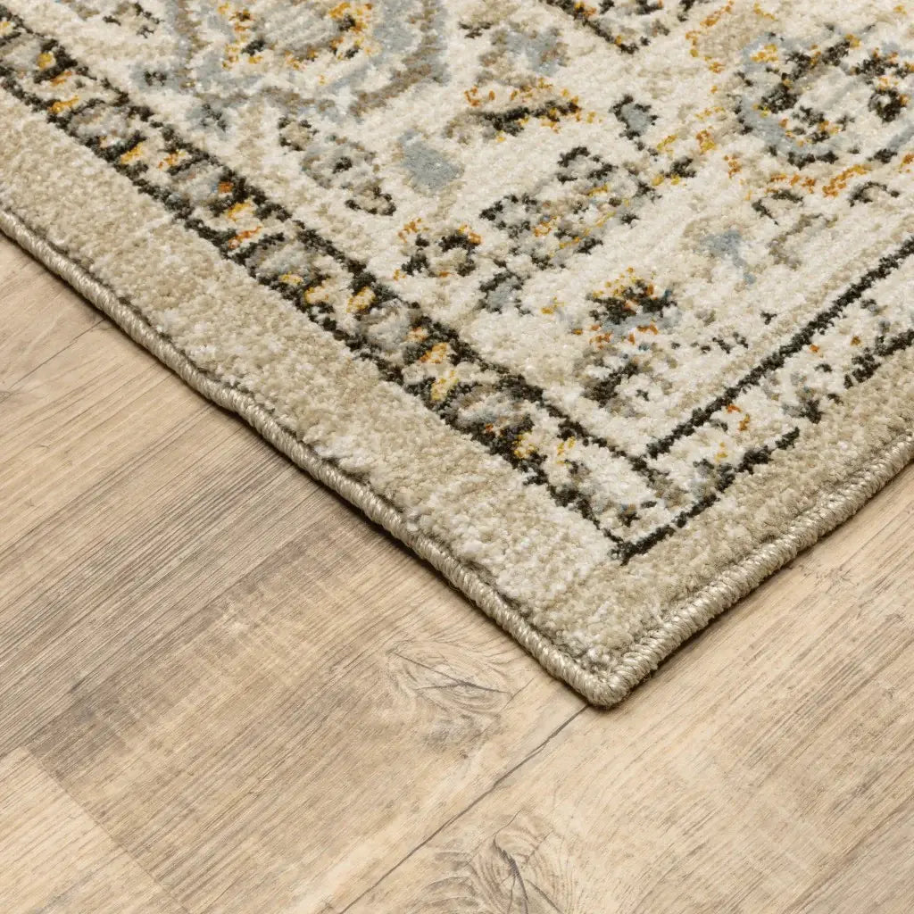 12' Runner Beige and Ivory Power Loom Runner Rug - Homeroots - Flyclothing LLC