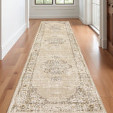 12' Runner Beige and Ivory Power Loom Runner Rug - Homeroots