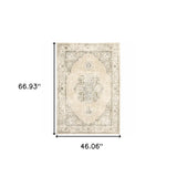 4' X 6' Beige And Ivory Center Jewel Area Rug - Homeroots - Flyclothing LLC