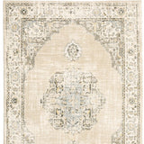 4' X 6' Beige And Ivory Center Jewel Area Rug - Homeroots