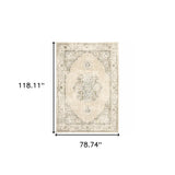 7' X 9' Beige And Ivory Center Jewel Area Rug - Homeroots - Flyclothing LLC