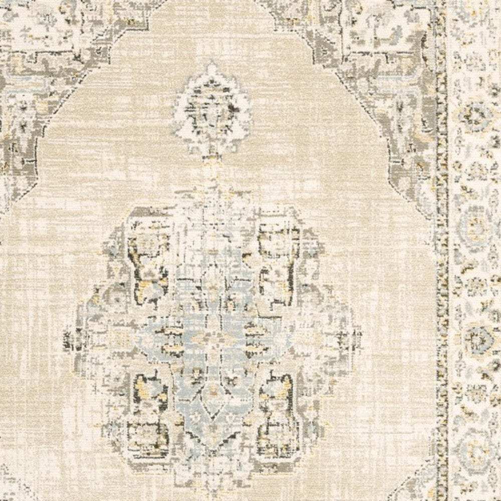 7' X 9' Beige And Ivory Center Jewel Area Rug - Homeroots - Flyclothing LLC