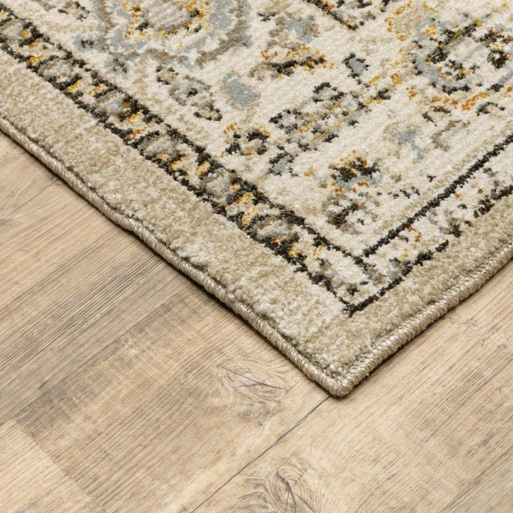 8' X 10' Beige And Ivory Center Jewel Area Rug - Homeroots - Flyclothing LLC