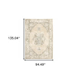 8' X 10' Beige And Ivory Center Jewel Area Rug - Homeroots - Flyclothing LLC