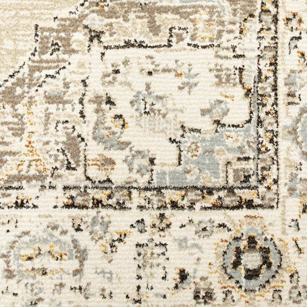 9' X 12' Beige And Ivory Center Jewel Area Rug - Homeroots - Flyclothing LLC