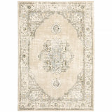 10' X 14' Beige And Ivory Center Jewel Area Rug - Homeroots - Flyclothing LLC
