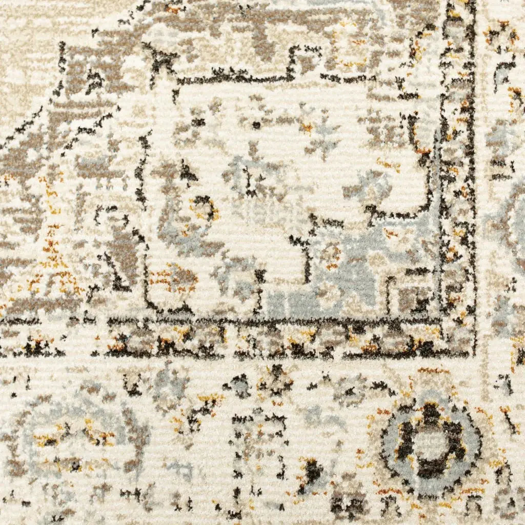 10' X 14' Beige And Ivory Center Jewel Area Rug - Homeroots - Flyclothing LLC