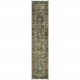 12' Runner Green Power Loom Runner Rug - Homeroots