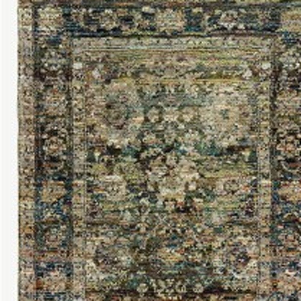 12' Runner Green Power Loom Runner Rug - Homeroots