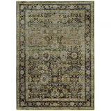 7' X 9' Green And Brown Floral Area Rug - Homeroots