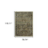 7' X 9' Green And Brown Floral Area Rug - Homeroots