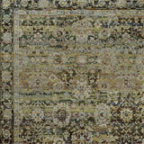 7' X 9' Green And Brown Floral Area Rug - Homeroots