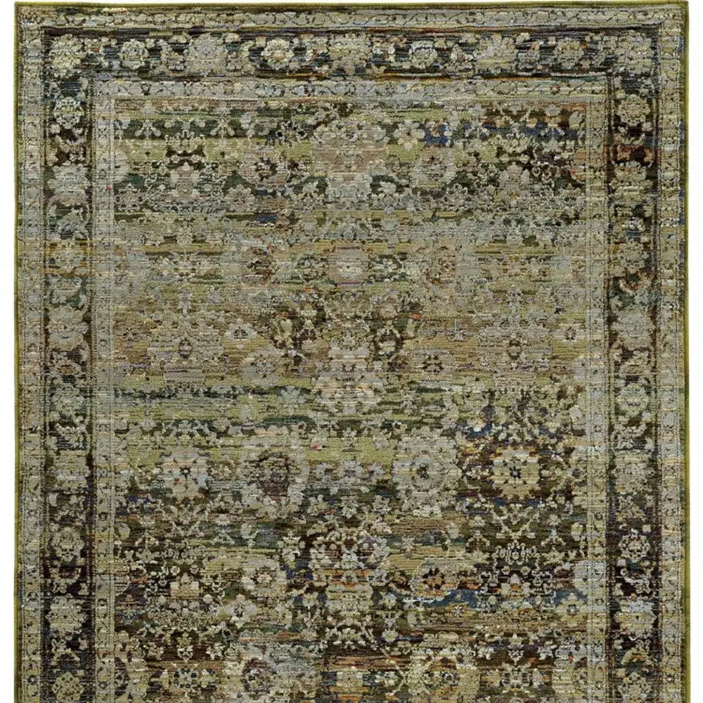 7' X 9' Green And Brown Floral Area Rug - Homeroots - Flyclothing LLC