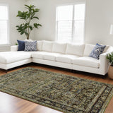 8' X 10' Green And Brown Floral Area Rug - Homeroots