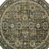 7' Round Green And Brown Floral Area Rug - Homeroots