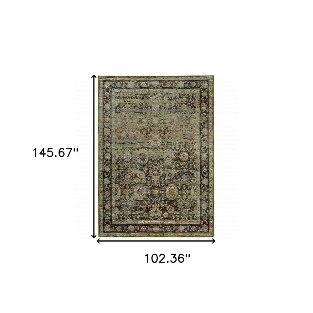 9' X 12' Green And Brown Floral Area Rug - Homeroots - Flyclothing LLC