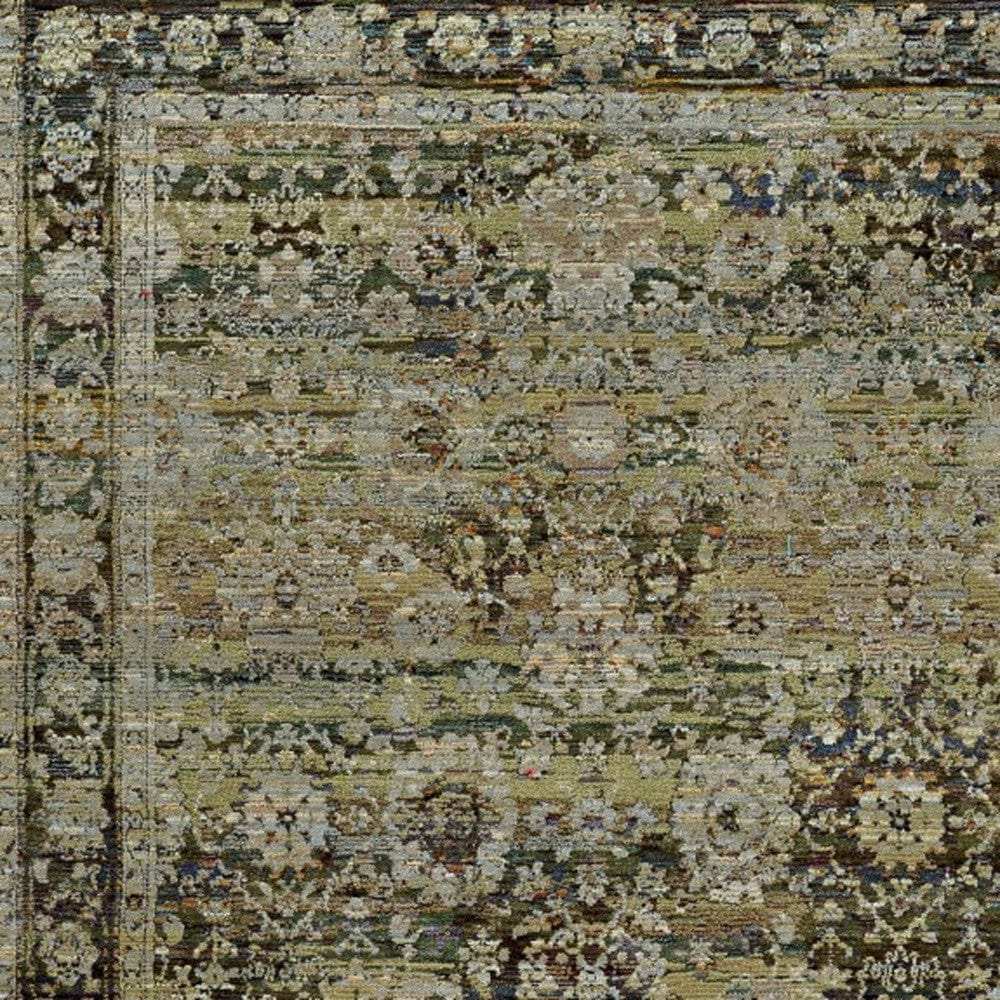 9' X 12' Green And Brown Floral Area Rug - Homeroots - Flyclothing LLC
