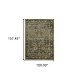 10' X 14' Green And Brown Floral Area Rug