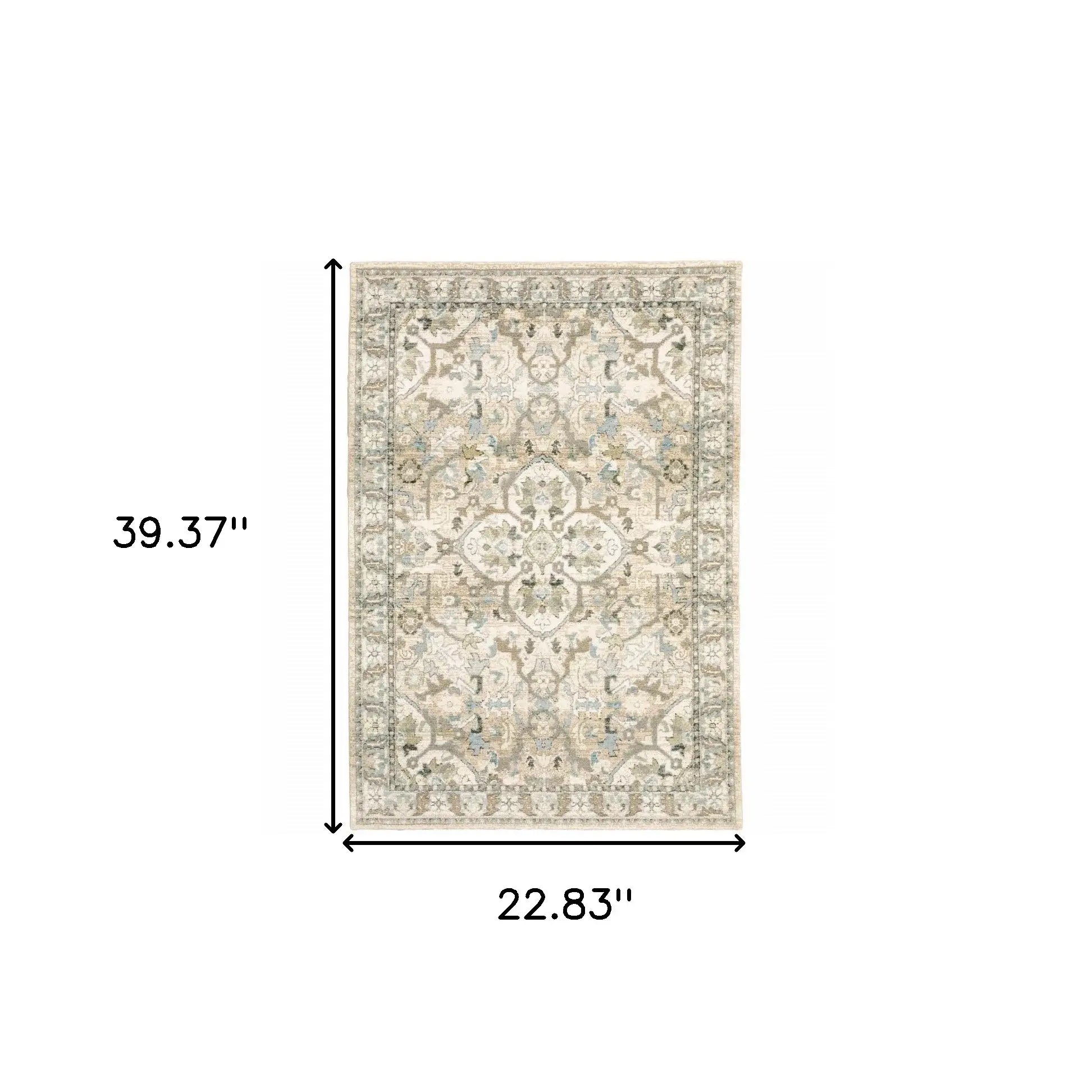 2' X 3' Beige and Ivory Power Loom Area Rug - Homeroots - Flyclothing LLC
