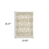 2' X 3' Beige and Ivory Power Loom Area Rug - Homeroots