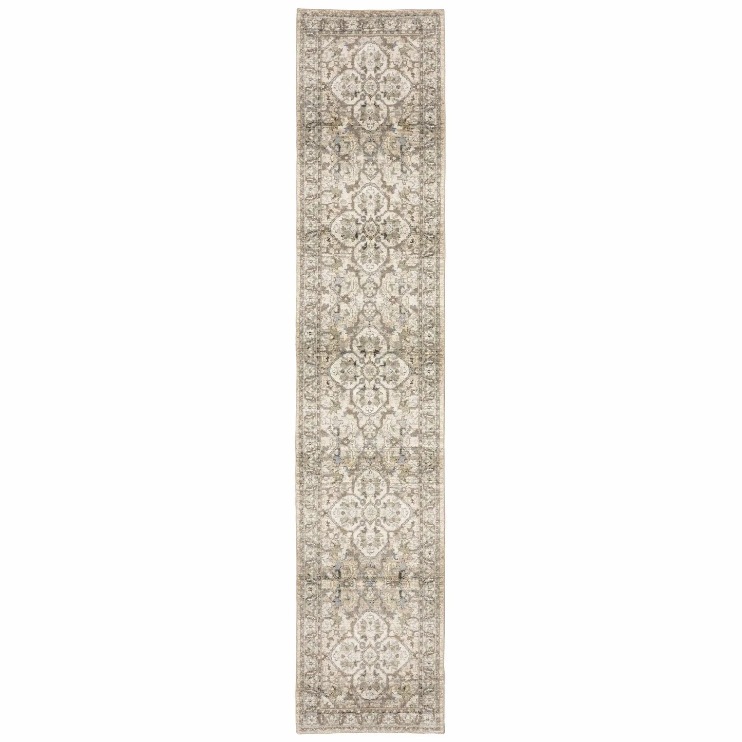3' X 12' Beige And Ivory Medallion Runner Rug - Homeroots - Flyclothing LLC