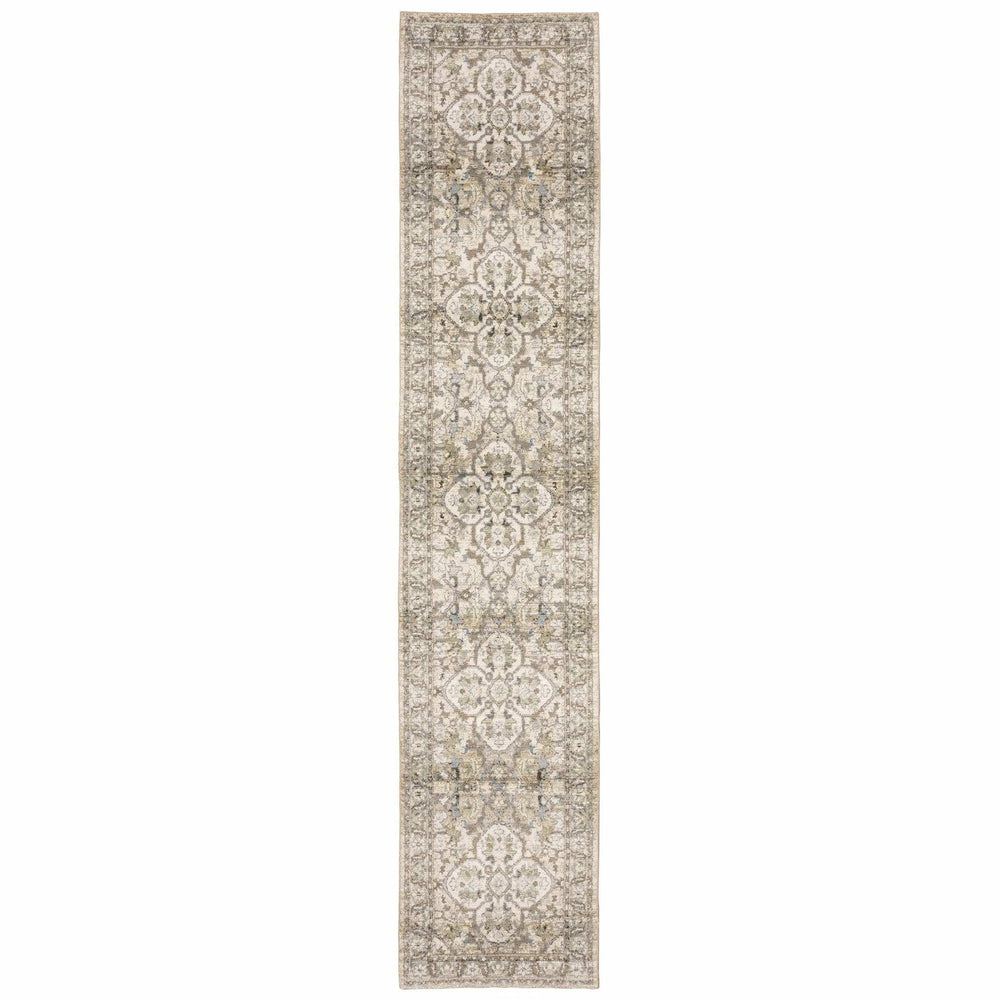 3' X 12' Beige And Ivory Medallion Runner Rug - Homeroots - Flyclothing LLC