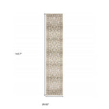 3' X 12' Beige And Ivory Medallion Runner Rug - Homeroots