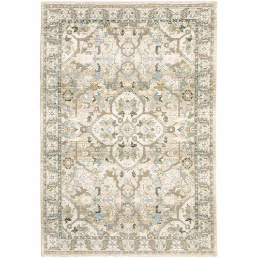 7' X 9' Beige And Ivory Medallion Area Rug - Homeroots - Flyclothing LLC
