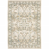 7' X 9' Beige And Ivory Medallion Area Rug - Homeroots