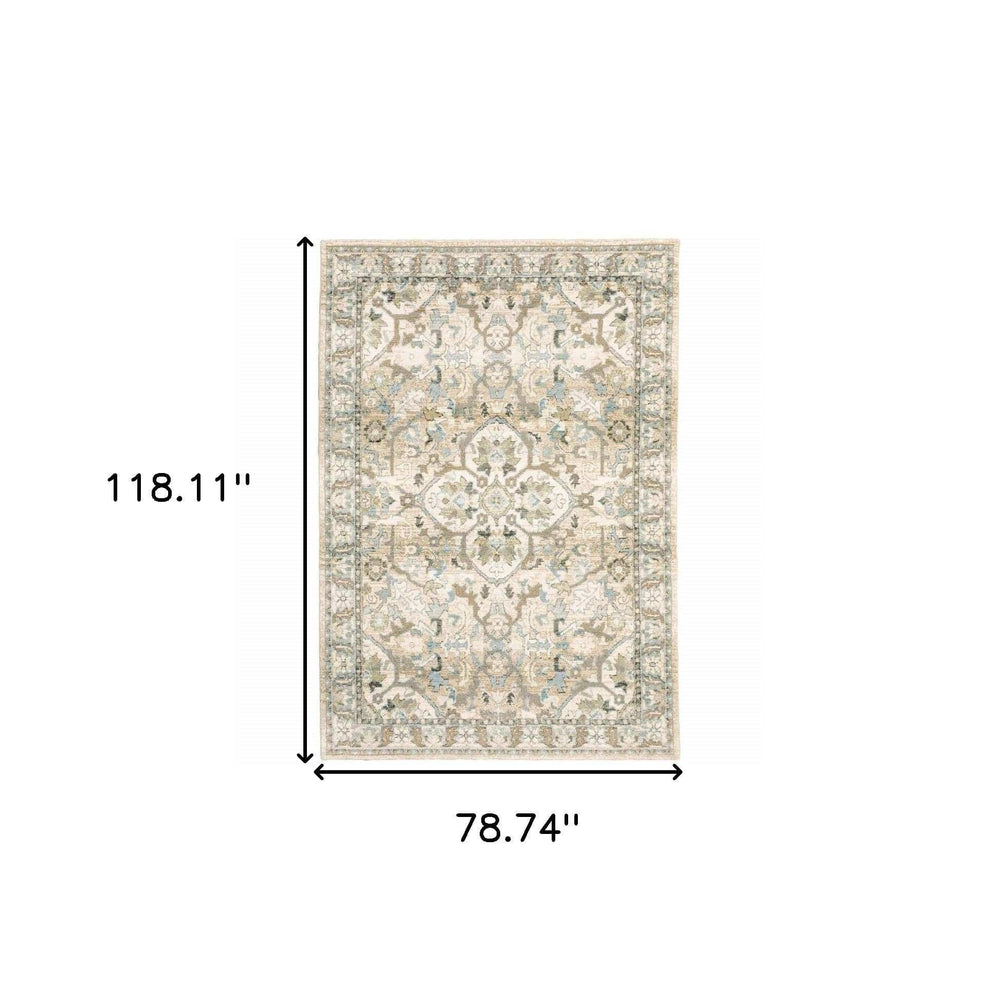 7' X 9' Beige And Ivory Medallion Area Rug - Homeroots - Flyclothing LLC