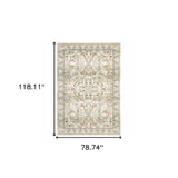 7' X 9' Beige And Ivory Medallion Area Rug - Homeroots