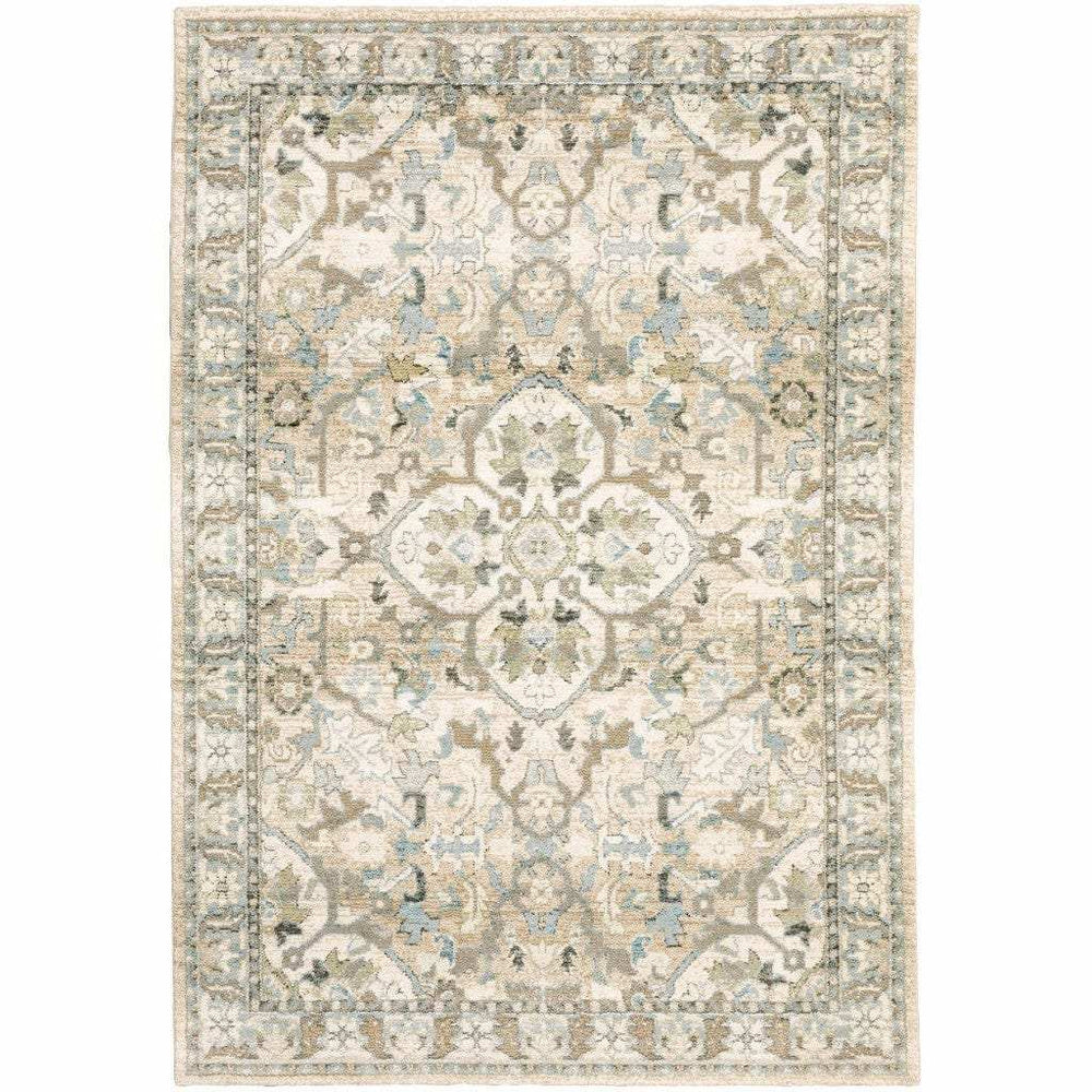 8' X 10' Beige And Ivory Medallion Area Rug - Homeroots - Flyclothing LLC