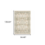 8' X 10' Beige And Ivory Medallion Area Rug - Homeroots