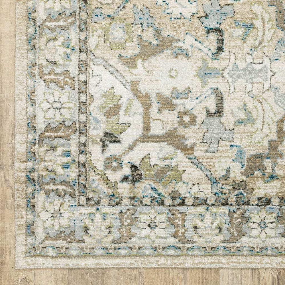 9' X 12' Beige And Ivory Medallion Area Rug - Homeroots - Flyclothing LLC