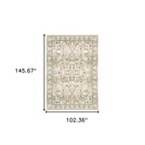 9' X 12' Beige And Ivory Medallion Area Rug - Homeroots