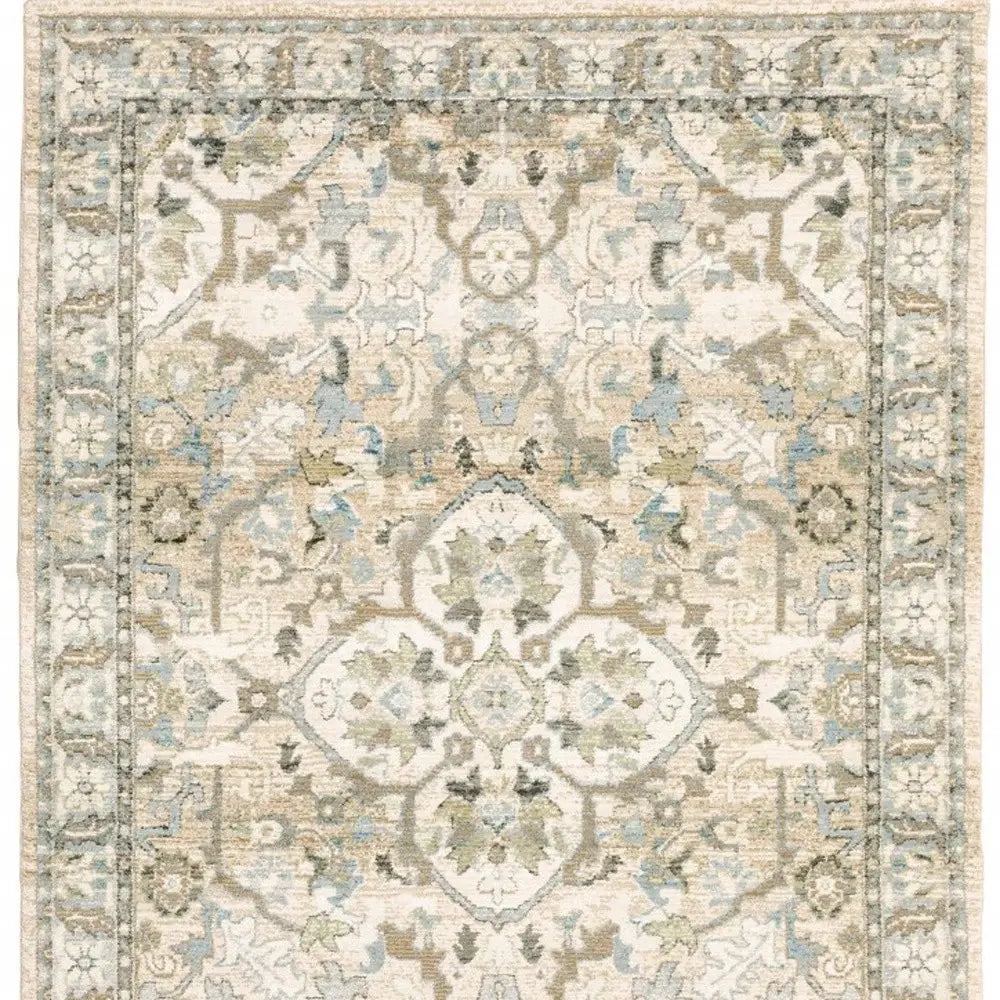 9' X 12' Beige And Ivory Medallion Area Rug - Homeroots - Flyclothing LLC