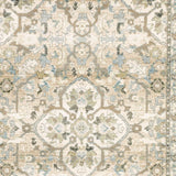 10' X 14' Beige And Ivory Medallion Area Rug - Homeroots