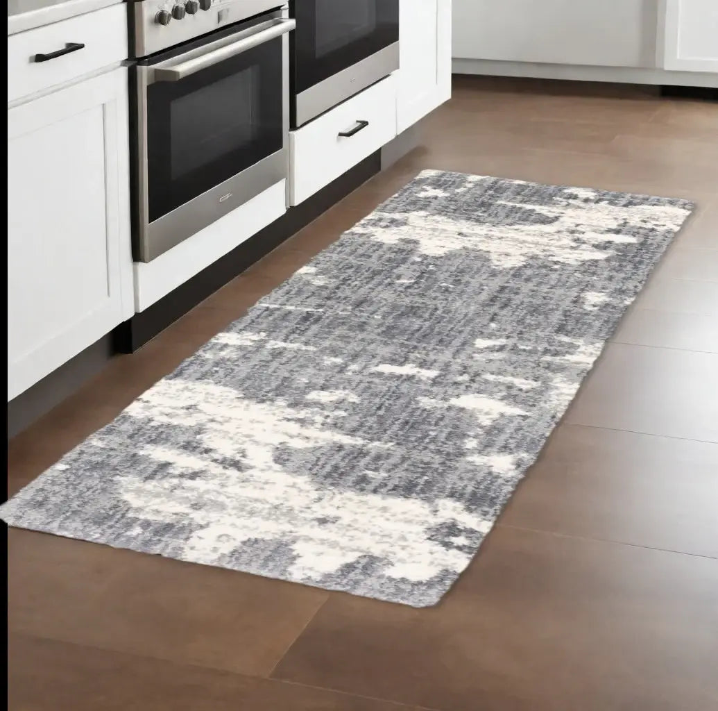 2' X 8' Grey And Ivory Grey Matter Runner Rug - Homeroots - Flyclothing LLC
