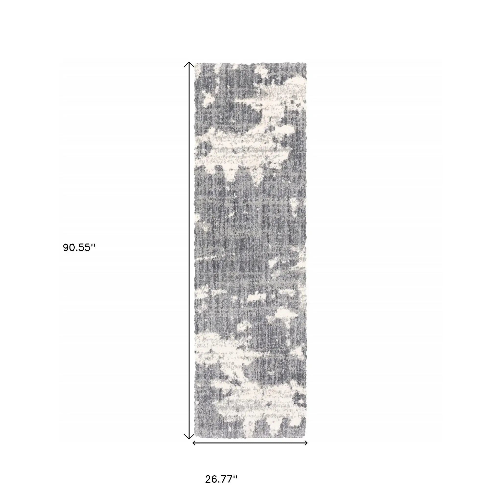 2' X 8' Grey And Ivory Grey Matter Runner Rug - Homeroots - Flyclothing LLC