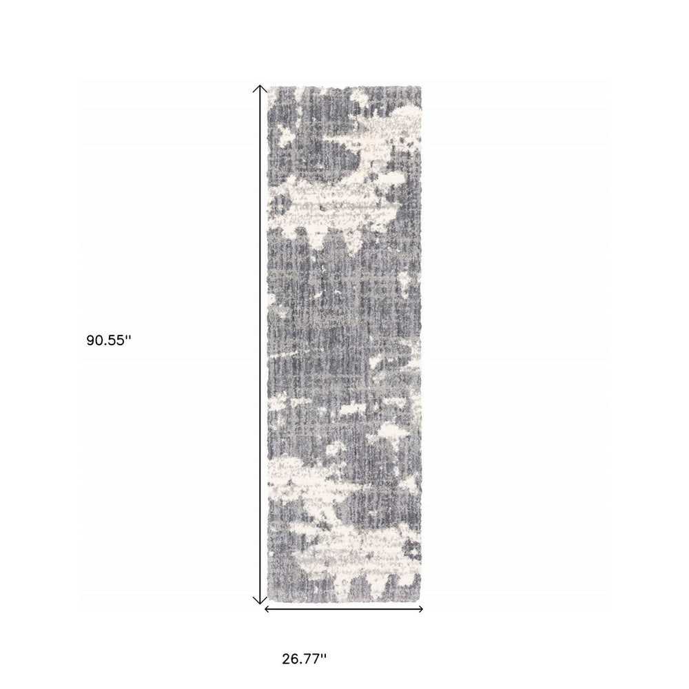 2' X 8' Grey And Ivory Grey Matter Runner Rug - Homeroots - Flyclothing LLC