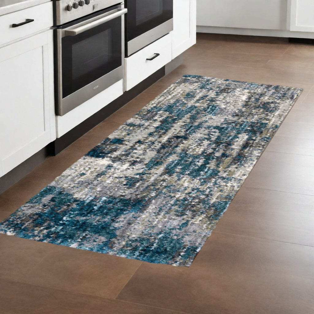 2' X 8' Grey And Blue Grey Skies Runner Rug - Homeroots - Flyclothing LLC
