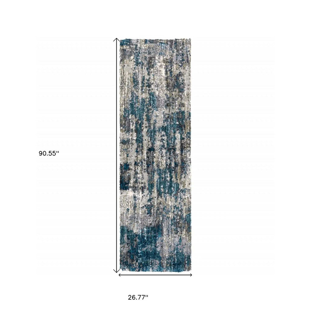 2' X 8' Grey And Blue Grey Skies Runner Rug - Homeroots - Flyclothing LLC