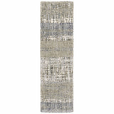 2' X 8' Grey And Ivory Abstract Lines Runner Rug - Homeroots
