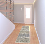 2' X 8' Grey And Ivory Abstract Lines Runner Rug - Homeroots
