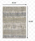 4' X 6' Grey And Ivory Abstract Lines Area Rug - Homeroots