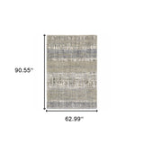 5' X 8' Grey And Ivory Abstract Lines Area Rug - Homeroots